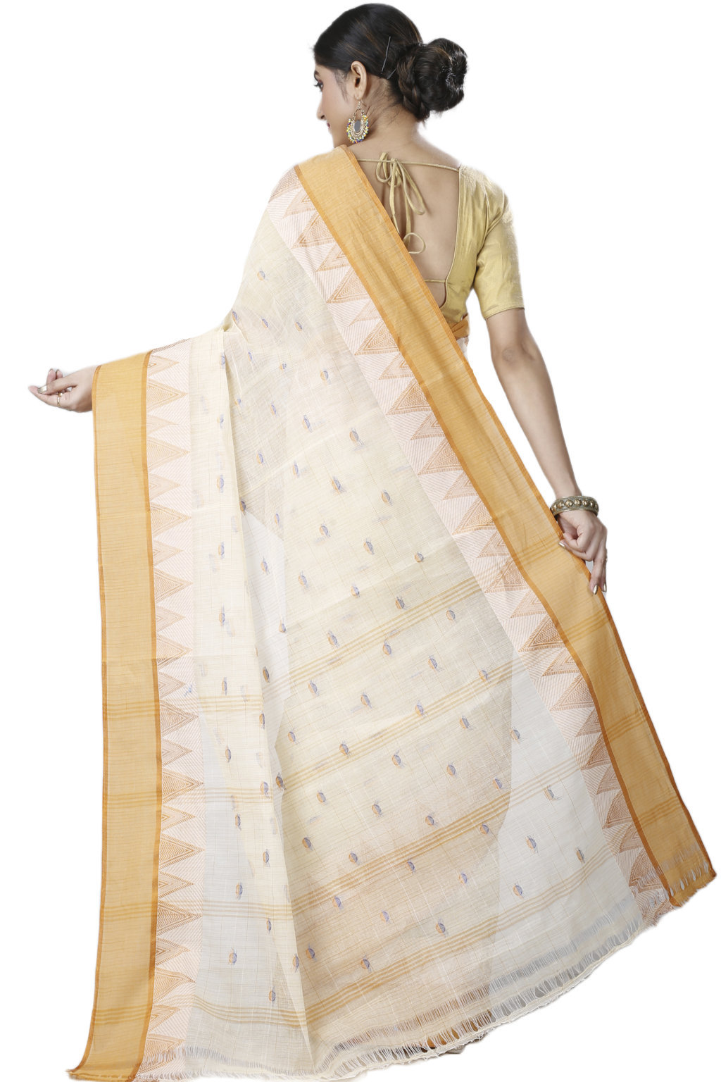 Yellow Pure Cotton Ishvari Tant Saree (1082)